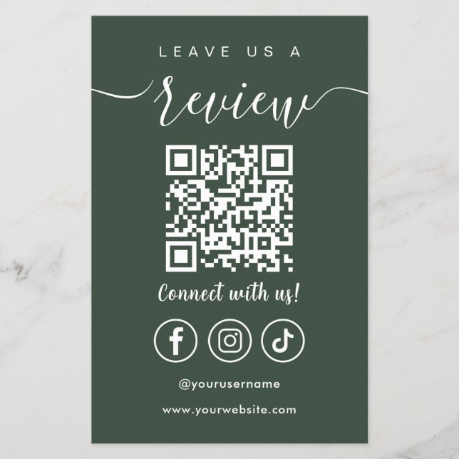 Leave Us A Review Qr Code Social Media Logo Flyer (Front)