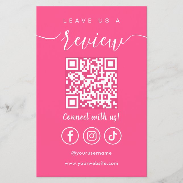 Leave Us A Review Qr Code Social Media Logo Flyer (Front)