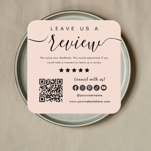 Leave Us A Review Qr Code Social Media Logo Square Business Card