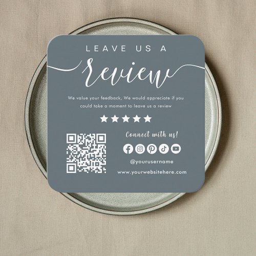 Leave Us A Review Qr Code Social Media Logo Square Business Card