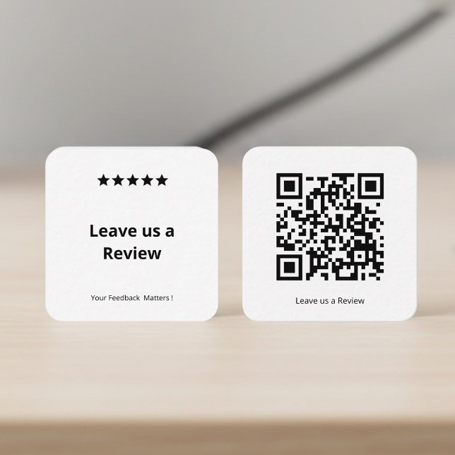 Leave Us a Review QR Code  Square Business Card (Creator Uploaded)