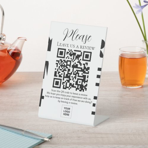 Leave us a Review QR code with your own background Pedestal Sign