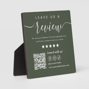 Leave Us A Review Social Media Logo Forest Green Plaque