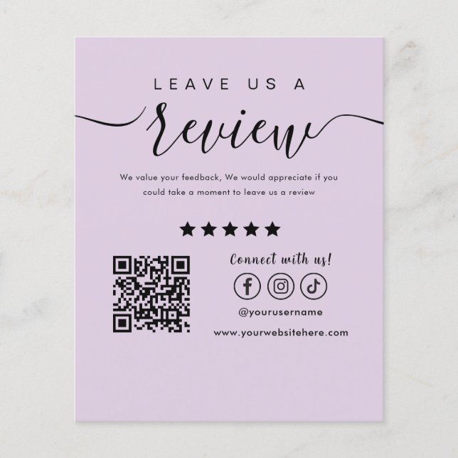 Leave Us A Review Social Media Logo Trendy Purple Flyer (Front)
