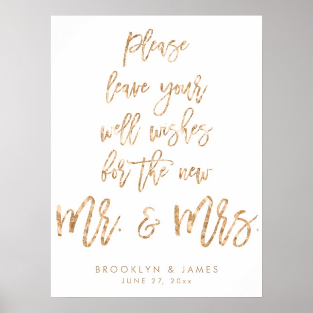 Leave Your Well Wishes Wedding Sign Gold Foil (Front)