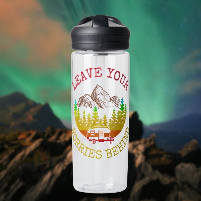 Leave Your Worries Behind | Relaxed Camping Life  Water Bottle (Creator Uploaded)