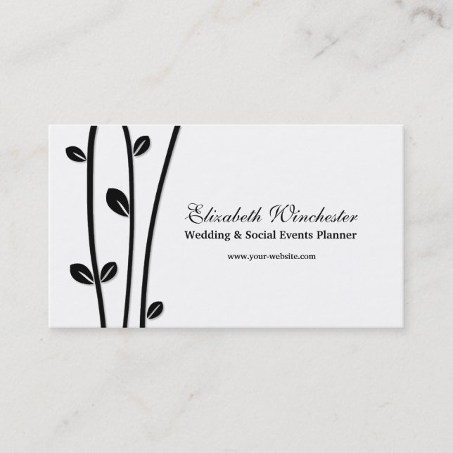 Leaved Black Branches Business Card (Front)