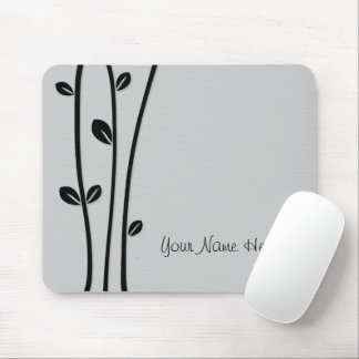 Leaved Black Branches Mouse Pad