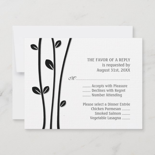 Leaved Black Branches Rsvp Card (Front)