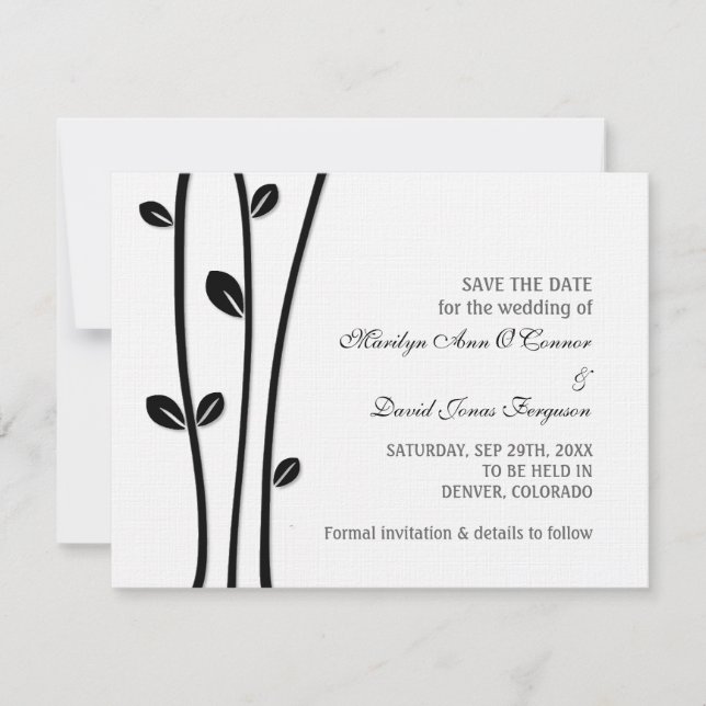 Leaved Black Branches Save The Date (Front)