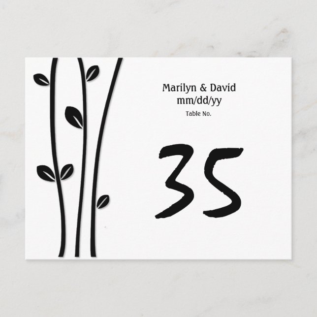 Leaved Black Branches Table Number (Front)