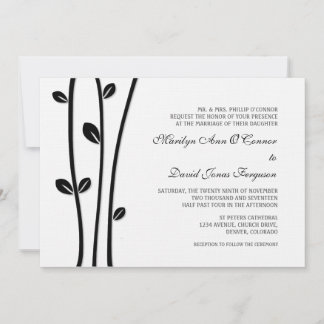 Leaved Black Branches Wedding Invitation