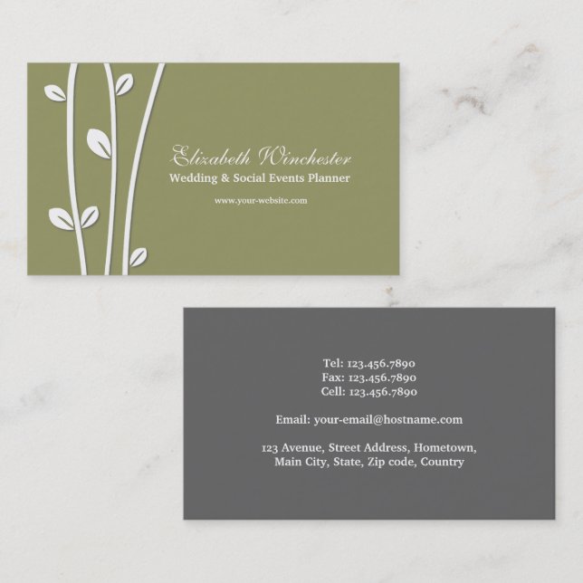 Leaved White Branches Business Card (Front/Back)
