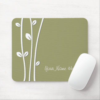 Leaved White Branches Mouse Pad