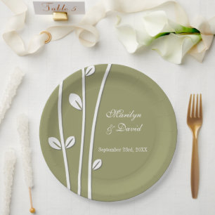 Leaved White Branches Paper Plates