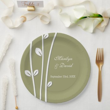 Leaved White Branches Paper Plates by morning6 at Zazzle