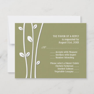 Leaved White Branches Rsvp Card