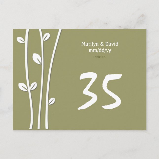 Leaved White Branches Table Number (Front)