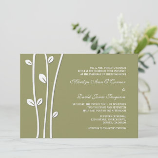 Leaved White Branches Wedding Invitation