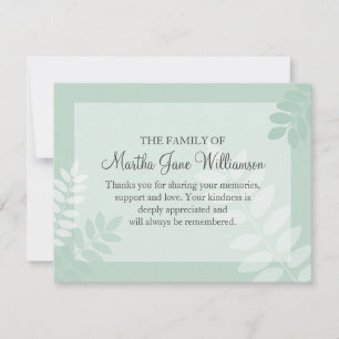LeaveGreen Funeral Note Card Flat Bereavement Note