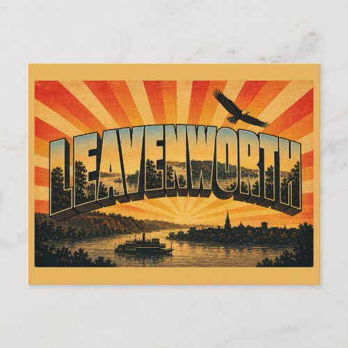Leavenworth Kansas Missouri River Bluffs Forest Postcard
