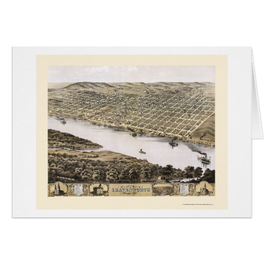 Leavenworth, KS Panoramic Map - 1869 Cards (Front Horizontal)