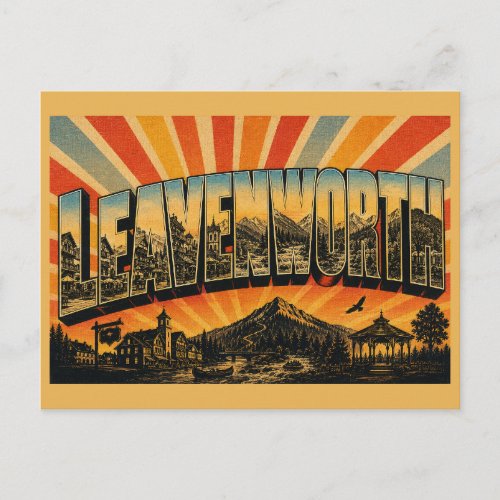 Leavenworth WA Bavarian Village Mountains River Postcard