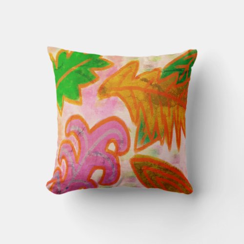 Leaves Abstract Art Throw Pillow