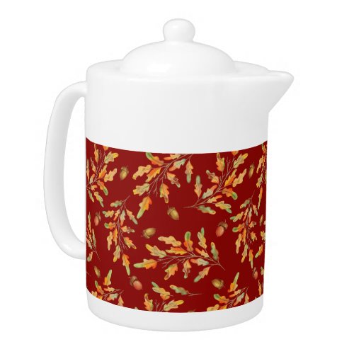  Leaves  Acorns Autumn Colors  Teapot