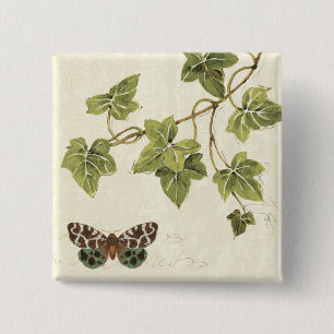 Leaves and a Butterfly Pinback Button