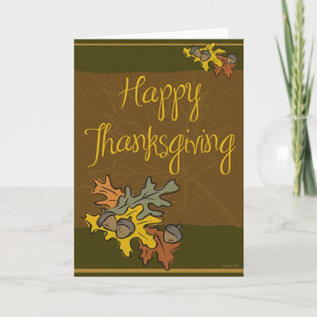 Leaves and Acorns Thanksgiving Card (Front)