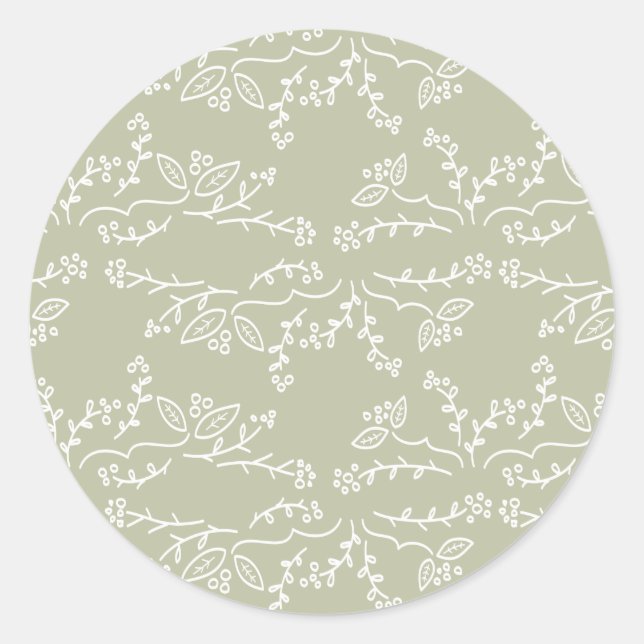 leaves and berries classic round sticker (Front)