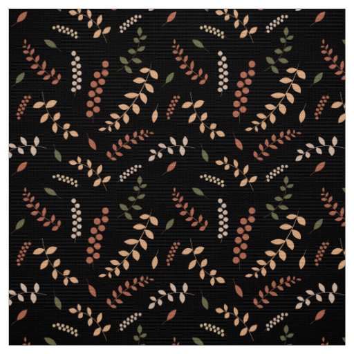 Leaves and berries on black fabric