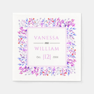 Leaves and berries pink purple winter wedding napkins