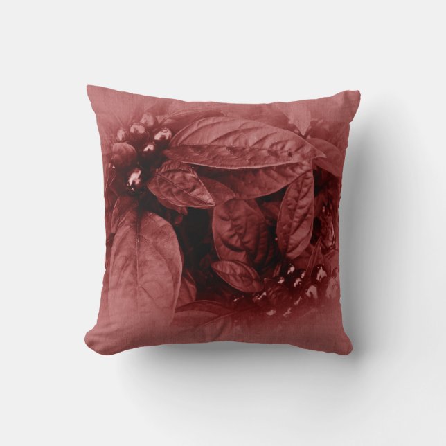 Leaves and Berries - Ruby Throw Pillow (Front)
