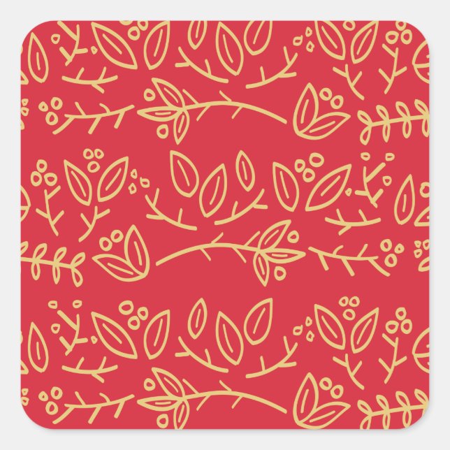leaves and berries square sticker (Front)