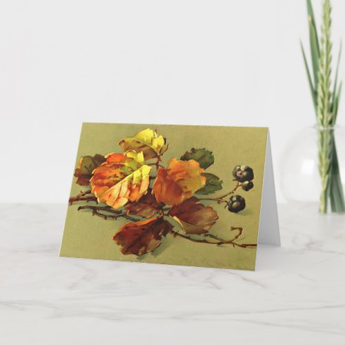 Leaves and Berries Vintage Autumn Greeting Card