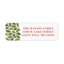 Leaves and Berries White Return Address Label