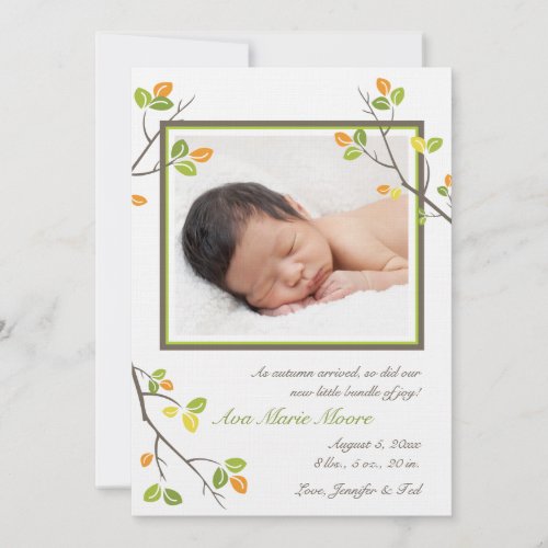 Leaves and Branches Birth Announcement