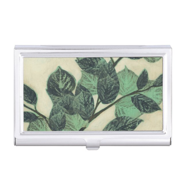 Leaves and Branches on Cream Background Business Card Case (Front)
