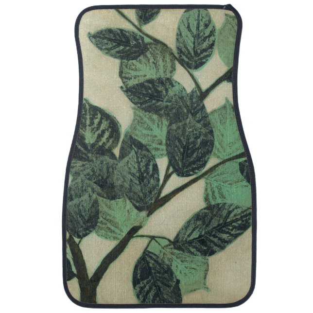 Leaves and Branches on Cream Background Car Mat (Front)