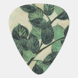 Leaves and Branches on Cream Background Guitar Pick