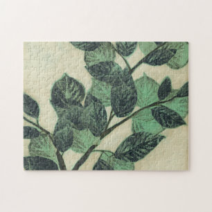 Leaves and Branches on Cream Background Jigsaw Puzzle