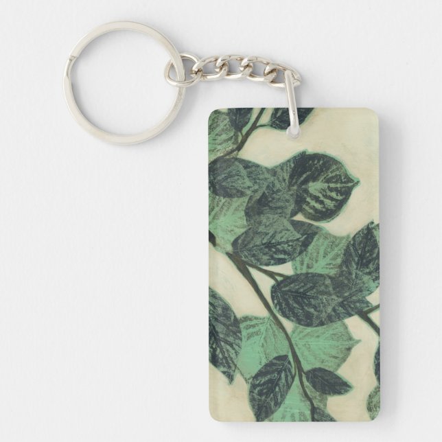 Leaves and Branches on Cream Background Keychain (Front)