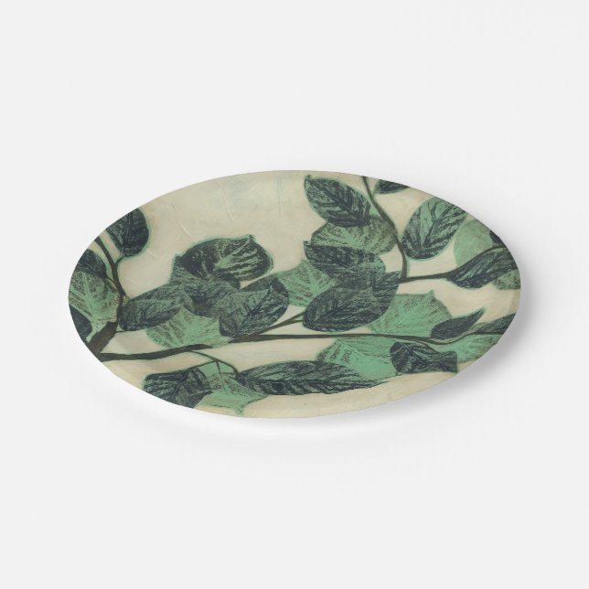 Leaves and Branches on Cream Background Paper Plates (Angled)