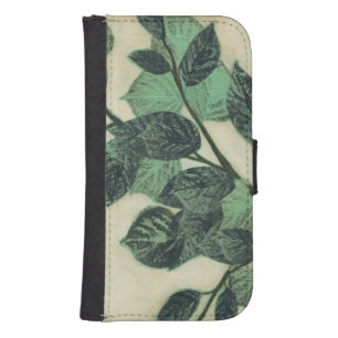 Leaves and Branches on Cream Background Samsung S4 Wallet Case