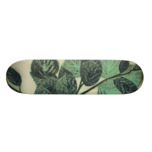 Leaves and Branches on Cream Background Skateboard Deck