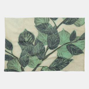 Leaves and Branches on Cream Background Towel
