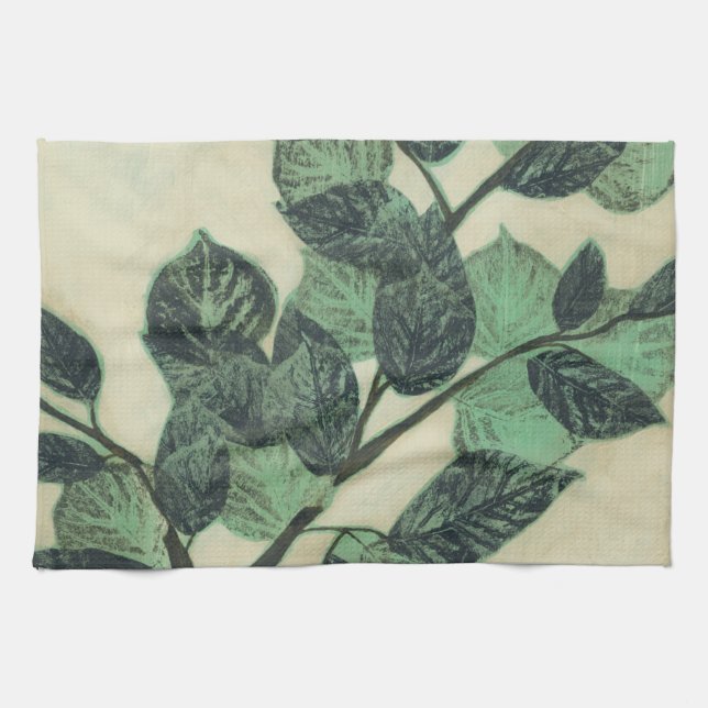 Leaves and Branches on Cream Background Towel (Horizontal)
