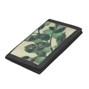 Leaves and Branches on Cream Background Tri-fold Wallet